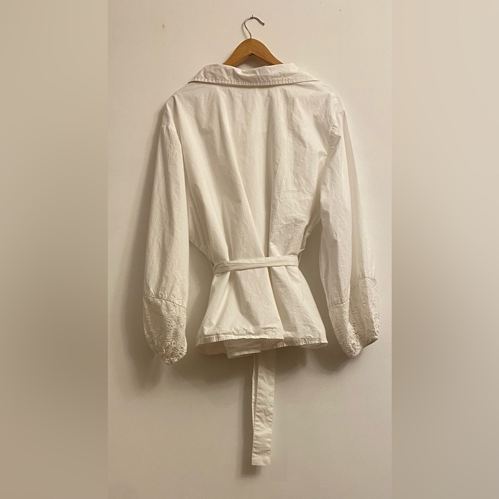 Guillaume Women’s Eyelet Blouse White Balloon Sleeves 3X - Picture 3 of 9